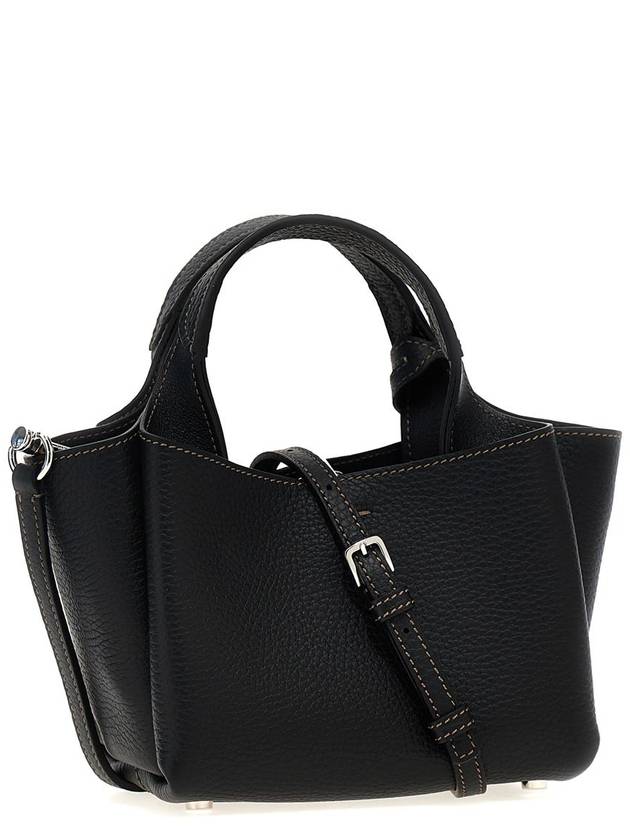 Micro Leather Tote Bag Black - TOD'S - BALAAN 3