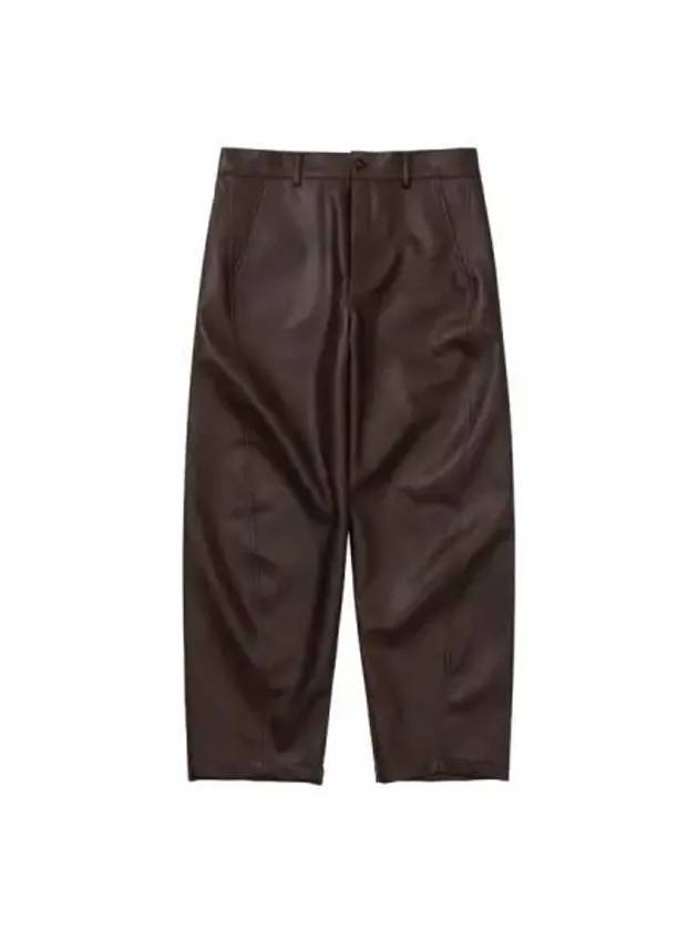 Vegan Leather Curved Pants Brown - AJOBYAJO - BALAAN 1