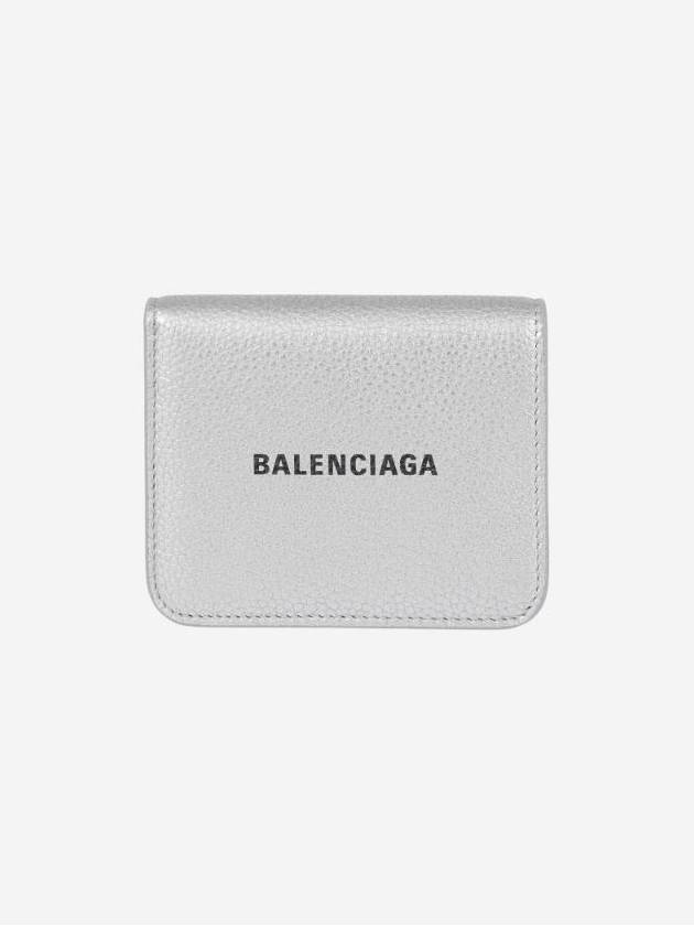 Logo Coin Pocket Flap Half Wallet Silver - BALENCIAGA - BALAAN 1