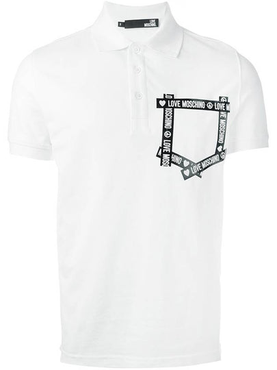 Logo Tape Cotton Polo Shirt White - MOSCHINO - BALAAN 2