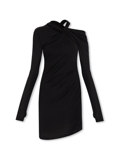 Twisted Asymmetric Mini Dress Black - HELMUT LANG - BALAAN 2