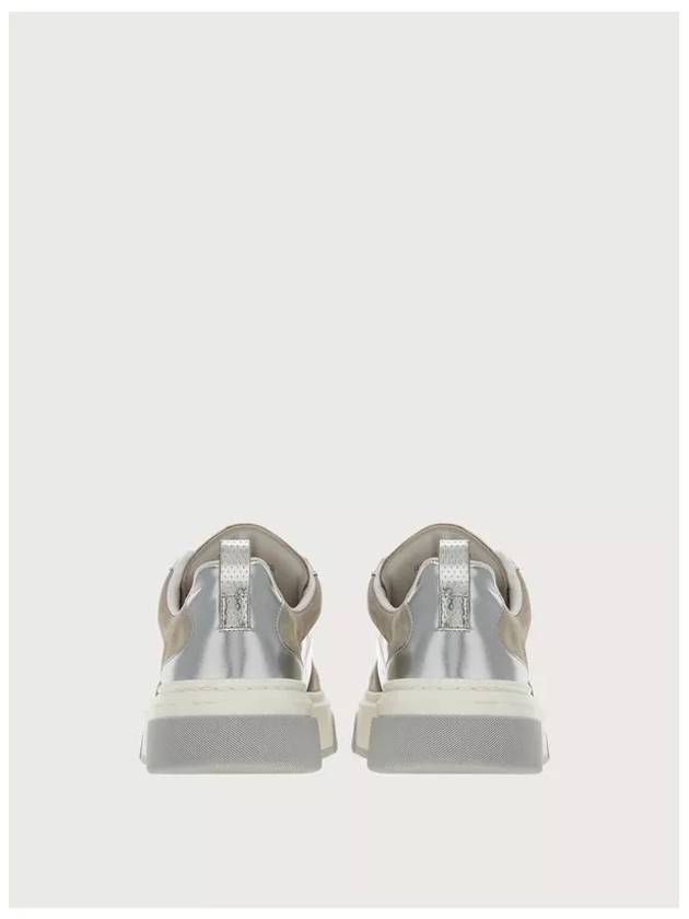 Metallic Low-Top Sneakers Grey - SALVATORE FERRAGAMO - BALAAN 5