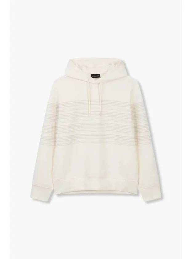 Men s Zigzag Embroidered Hooded Sweatshirt Ivory - EMPORIO ARMANI - BALAAN 1