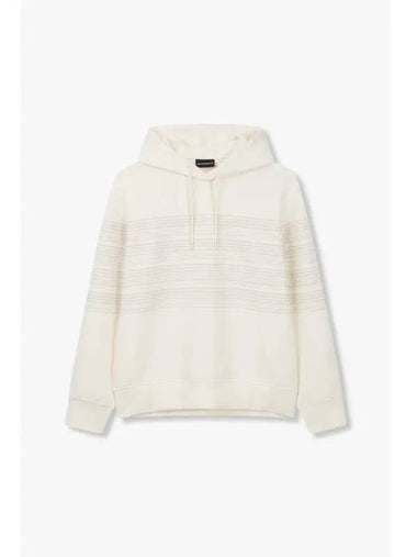 Men s Zigzag Embroidered Hooded Sweatshirt Ivory - EMPORIO ARMANI - BALAAN 1