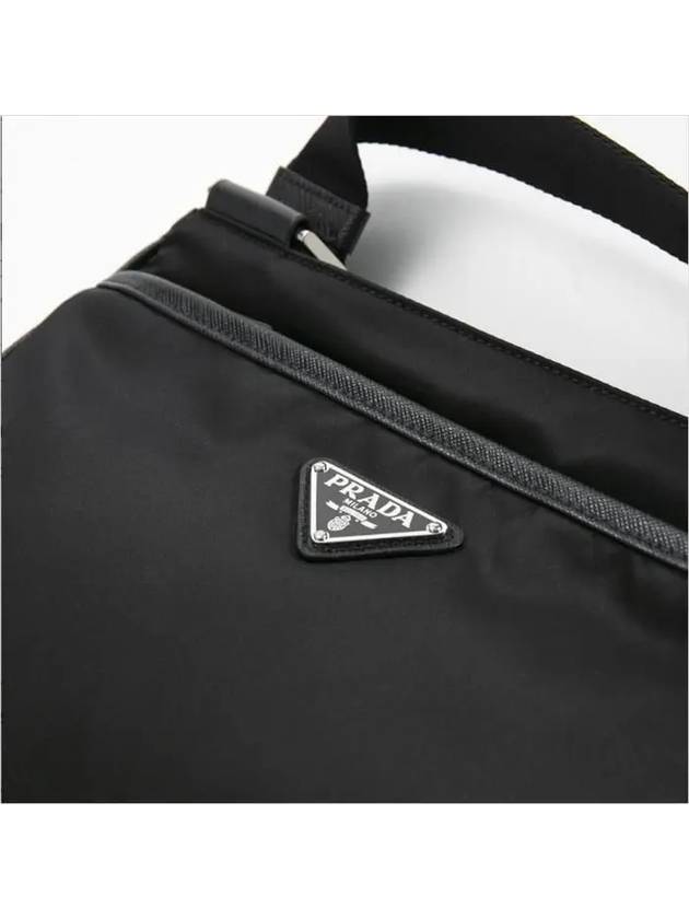 Triangle Logo Re-nylon Saffiano Leather Cross Bag Black - PRADA - BALAAN 5