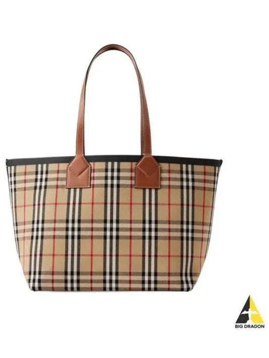 London Check Medium Cotton Tote Bag Archives Beige - BURBERRY - BALAAN 2