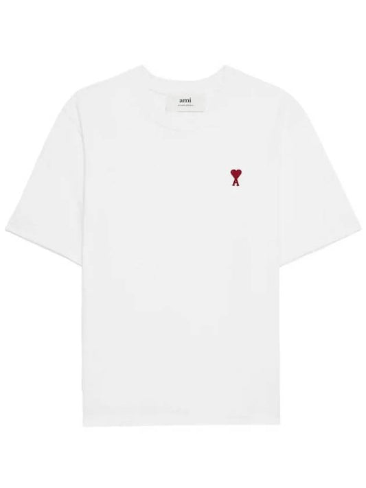 Small Heart Logo Boxy Fit Short Sleeve T-Shirt White - AMI - BALAAN 2