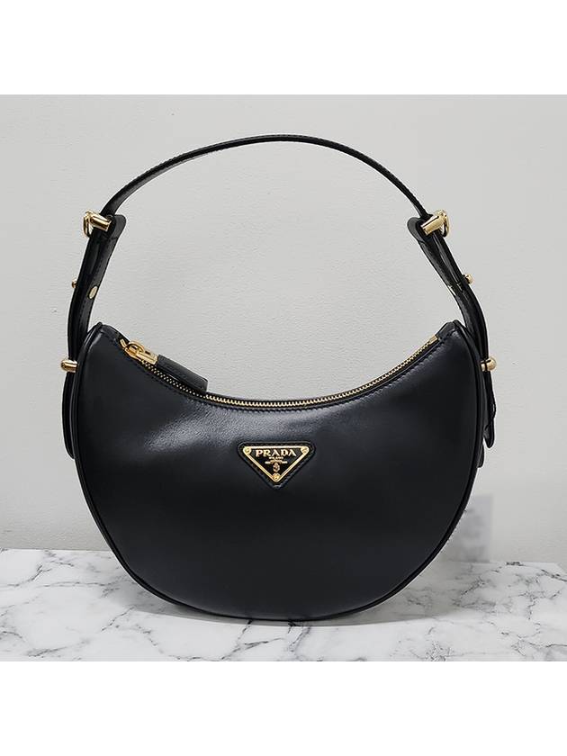 Arque Leather Shoulder Bag Black - PRADA - BALAAN 3