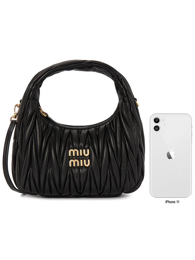 Wander Matelasse Nappa Leather Mini Hobo Tote Bag Black - MIU MIU - BALAAN 11