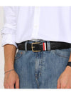 Men's Three Stripes Tab Pebbled Leather Belt Black - THOM BROWNE - BALAAN 3