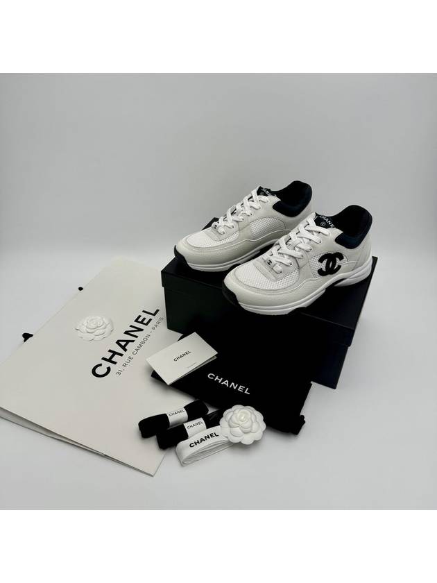 CC Logo Suede Tennis Low Top Sneakers Black - CHANEL - BALAAN 11