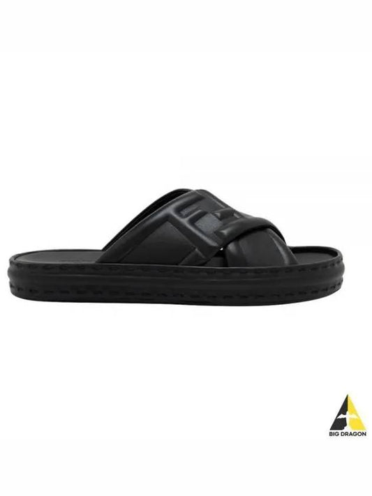 FF Logo Cross Slippers Black - FENDI - BALAAN 2