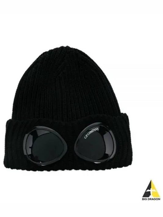 Extra Fine Merino Wool Goggle Beanie Black - CP COMPANY - BALAAN 2