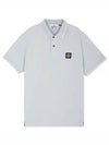 Stretch Cotton Pique Short Sleeve Polo Shirt Blue - STONE ISLAND - BALAAN 2