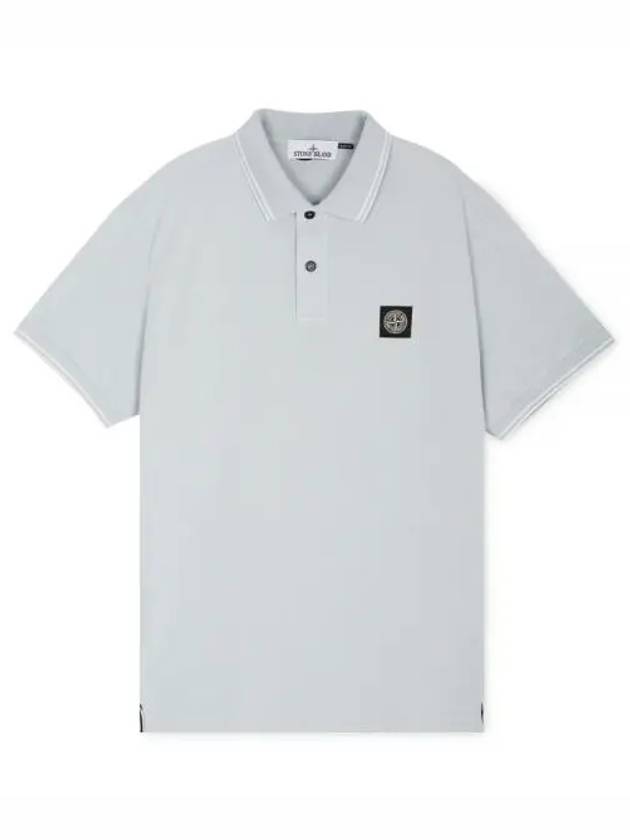 Stretch Cotton Pique Short Sleeve Polo Shirt Blue - STONE ISLAND - BALAAN 2