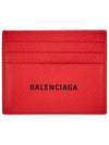 Logo Print Leather Card Wallet Red - BALENCIAGA - BALAAN 1