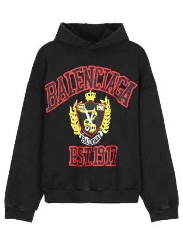 College logo print hooded black t shirt hoodie - BALENCIAGA - BALAAN 1