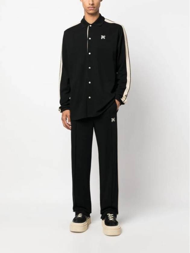 Monogram Pique Track Pants Black - PALM ANGELS - BALAAN 3