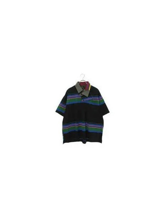 23SCMT03203 B Tops Asymmetric Striped Short Sleeve Polo TShirt - KOLOR - BALAAN 1