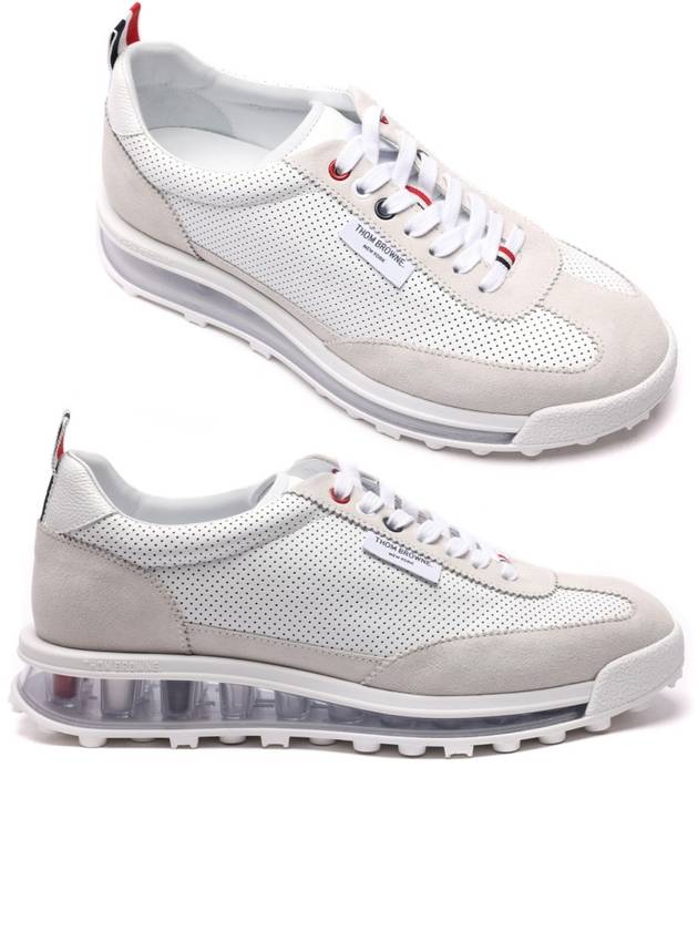 Vitello Calf Leather Clear Sole Tech Runner Sneakers White - THOM BROWNE - BALAAN 3