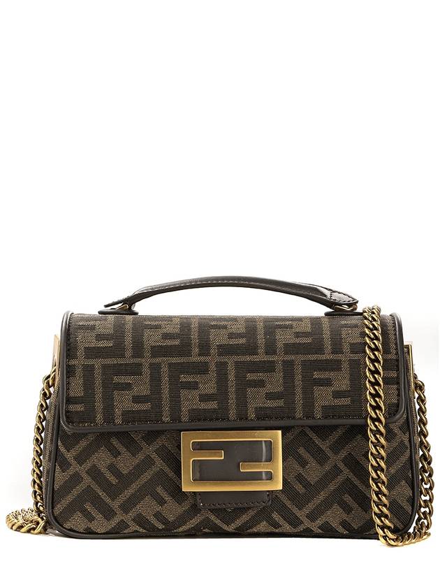 Baguette Chain FF Jacquard Medium Cross Bag Brown - FENDI - BALAAN 2