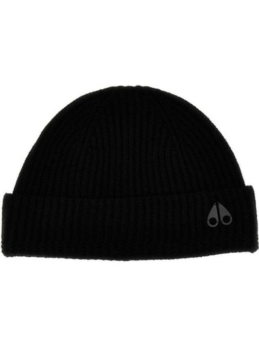 Logo Patch Wool Beanie Black - MOOSE KNUCKLES - BALAAN 1