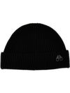 Logo Patch Wool Beanie Black - MOOSE KNUCKLES - BALAAN 1