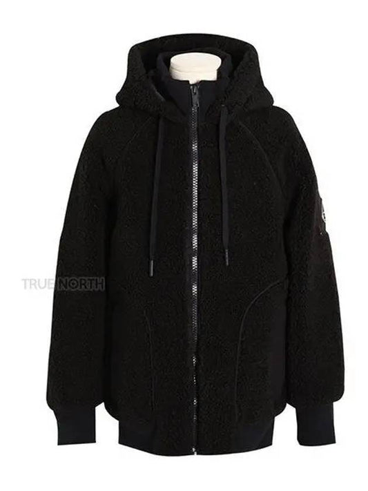 Women's Holland Fleece Zip Up Hoodie Black - MOOSE KNUCKLES - BALAAN 2