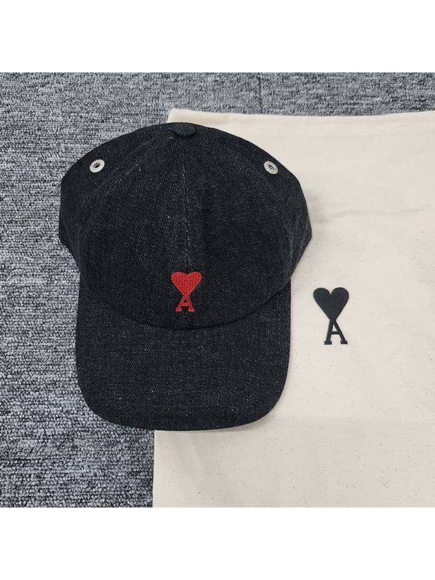 Heart Logo Denim Ball Cap Black - AMI - BALAAN 4