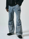 Utility Cargo Denim Wide Pants Blue - NOIRER - BALAAN 2