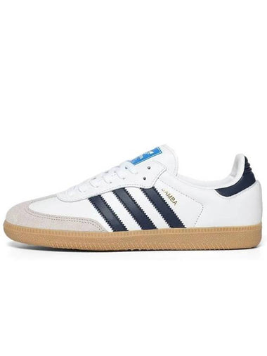 Samba OG Leather Low Top Sneakers Night Indigo White - ADIDAS - BALAAN 1