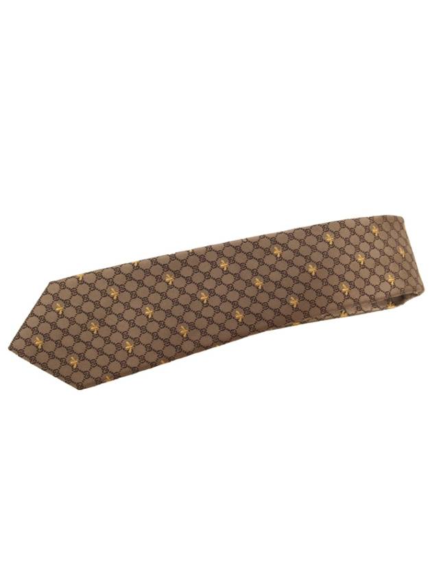 Interlocking GG Pattern Bee Print Tie Beigle - GUCCI - BALAAN 7