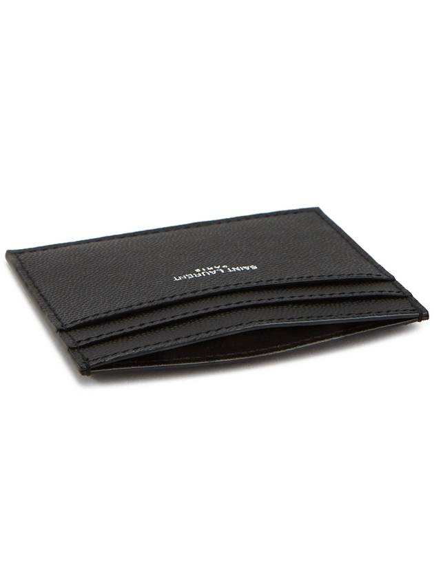 Embossed Leather Card Wallet Black - SAINT LAURENT - BALAAN 5