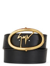 Gold logo leather belt black IAU7029 - GIUSEPPE ZANOTTI - BALAAN 1