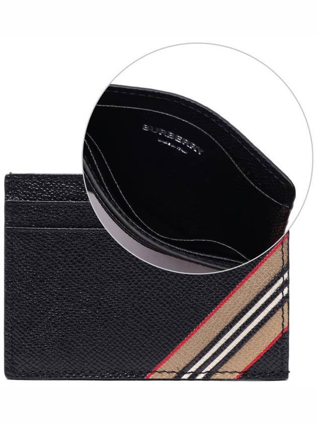 Icon Stripe Grainy Leather Card Wallet Black - BURBERRY - BALAAN 3