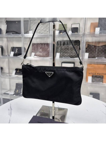 Triangular logo nylon women s mini shoulder bag black INI545 - PRADA - BALAAN 1