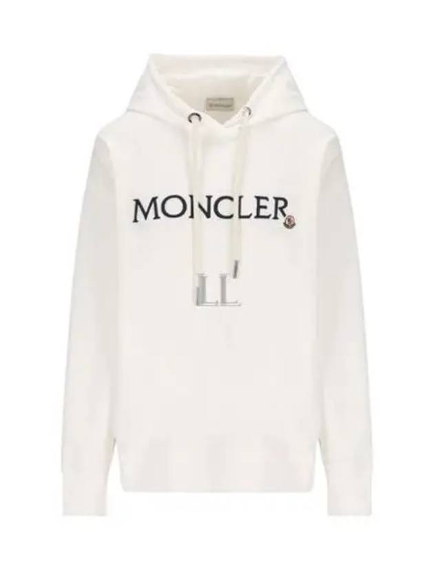 Embroidered Logo Hoodie White - MONCLER - BALAAN 2