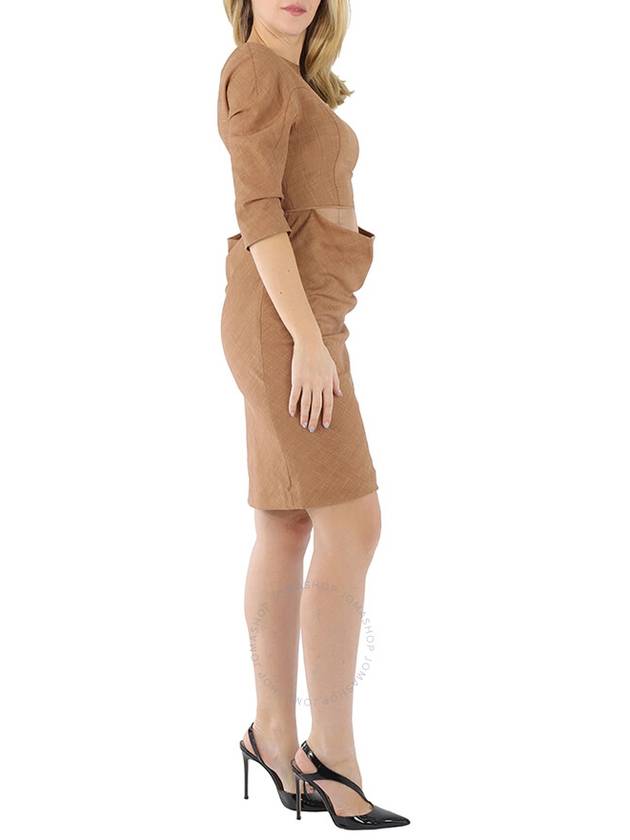 Women's Bronze Double Waist Midi Dress Brown - BURBERRY - BALAAN 3