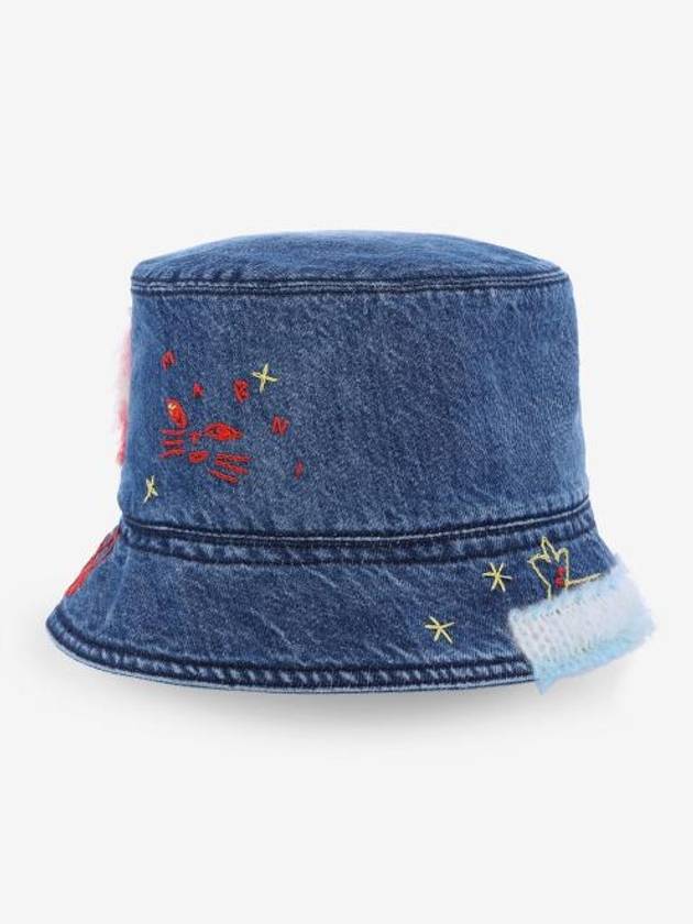 Embroidered Star Denim Bucket Hat Blue - MARNI - BALAAN 2