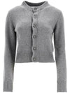 Logo Cashmere Wool Cardigan Grey - AMI - BALAAN 2