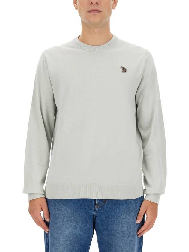 Zebra Patch Crew Neck Knit Top Light Grey - PAUL SMITH - BALAAN 2