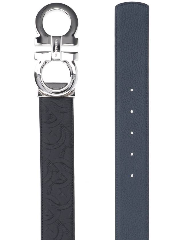 Gancini Reversible Leather Belt Black - SALVATORE FERRAGAMO - BALAAN 3