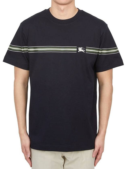 Striped Cotton Short Sleeve T-Shirt Black - BURBERRY - BALAAN 2