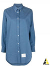 Women's Button Down Shirt Short Dress Blue - THOM BROWNE - BALAAN 2