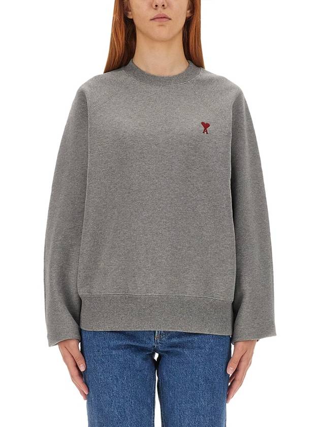 Small Heart Logo Sweatshirt Grey - AMI - BALAAN 2