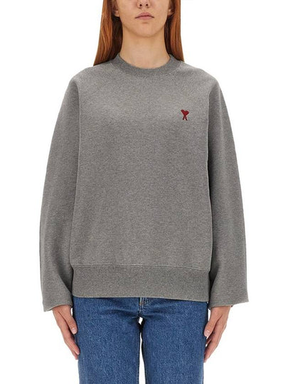 Small Heart Logo Sweatshirt Grey - AMI - BALAAN 2