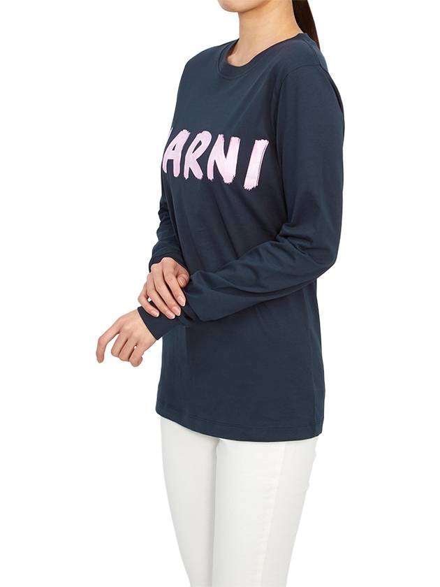 Logo Long Sleeve T-Shirt Navy - MARNI - BALAAN 8