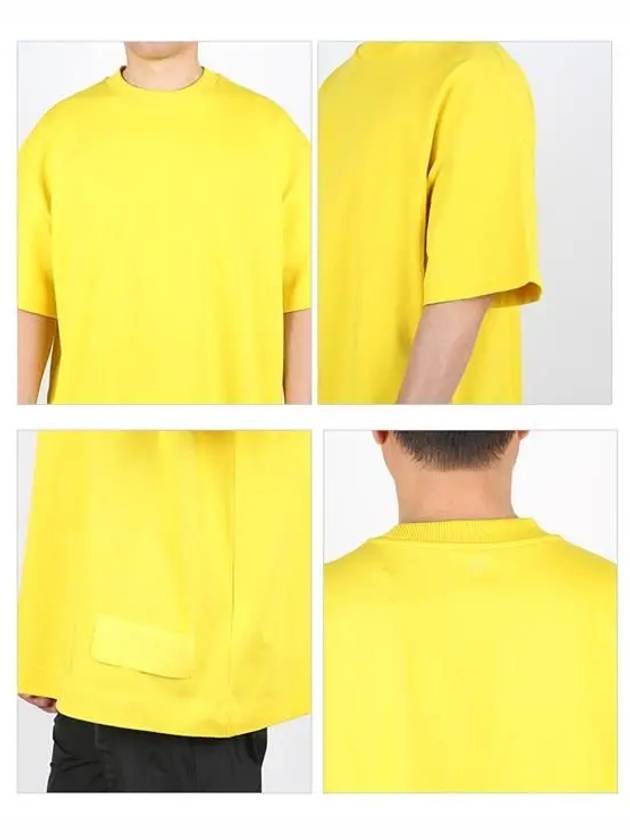Satin Label Oversized Fit Short Sleeve T-Shirt Yellow - AMI - BALAAN 4