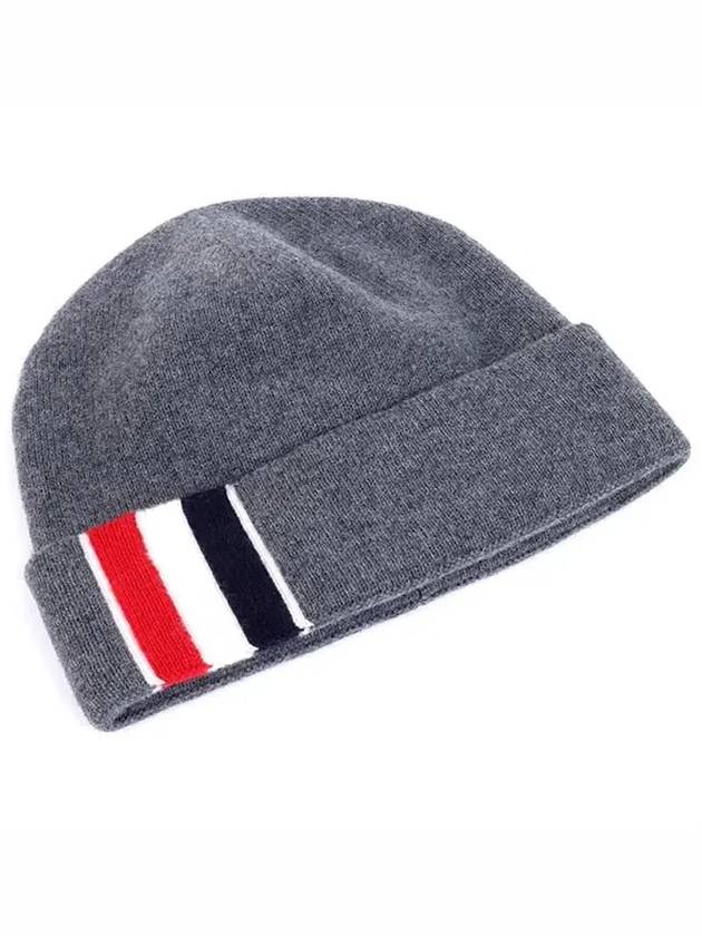 Striped Wool Beanie Gray - THOM BROWNE - BALAAN.