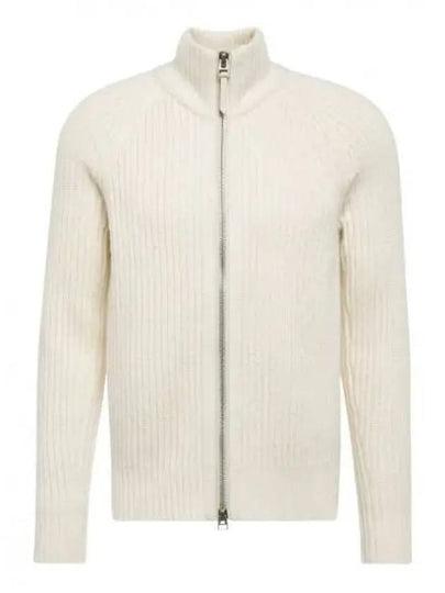 Ribbed Knit Wool Cashmere Cardigan Ivory - TOM FORD - BALAAN 2